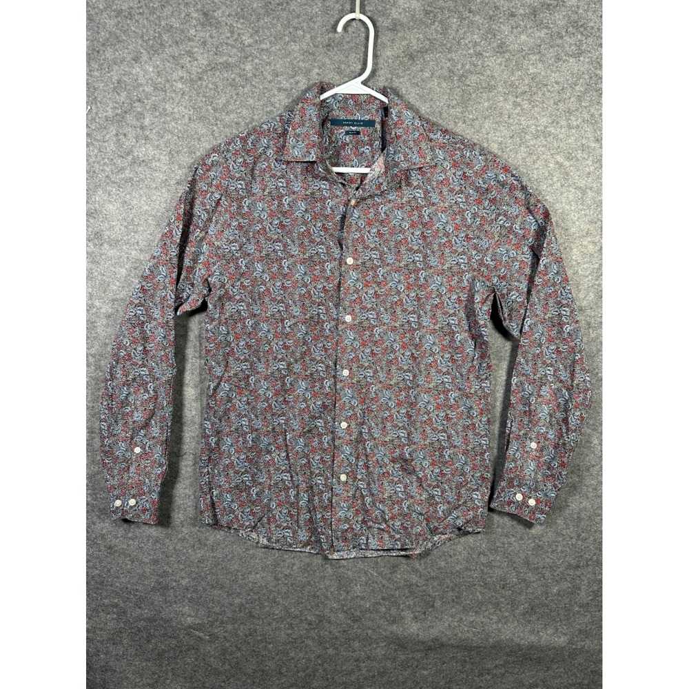 Perry Ellis Men's Medium Floral Print Button Down Slim‎ Fit Long Sleeve Shirt